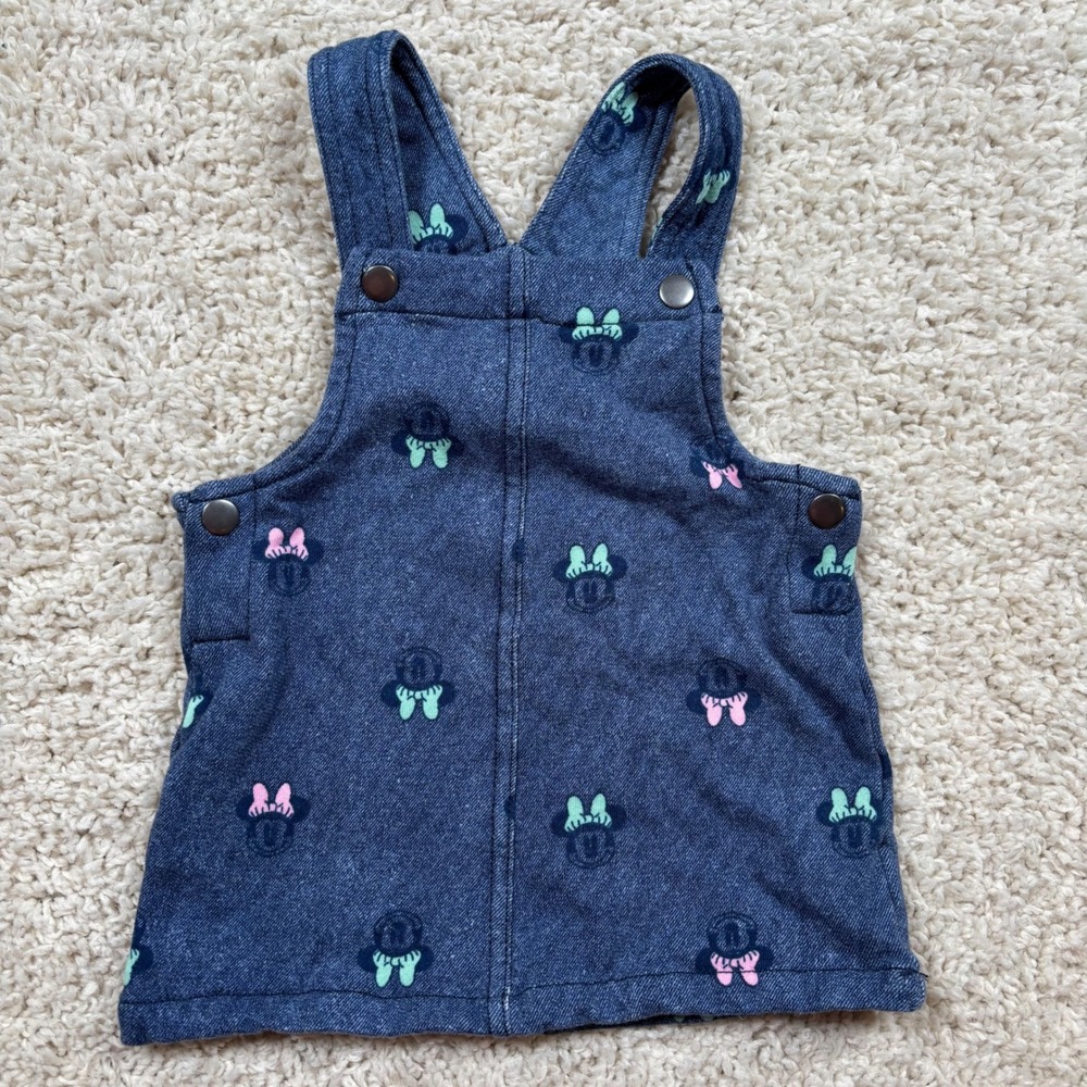 Disney Junior Minnie Jumper‎ Dress Toddler Girls 2T Blue Excellent Minnie Print